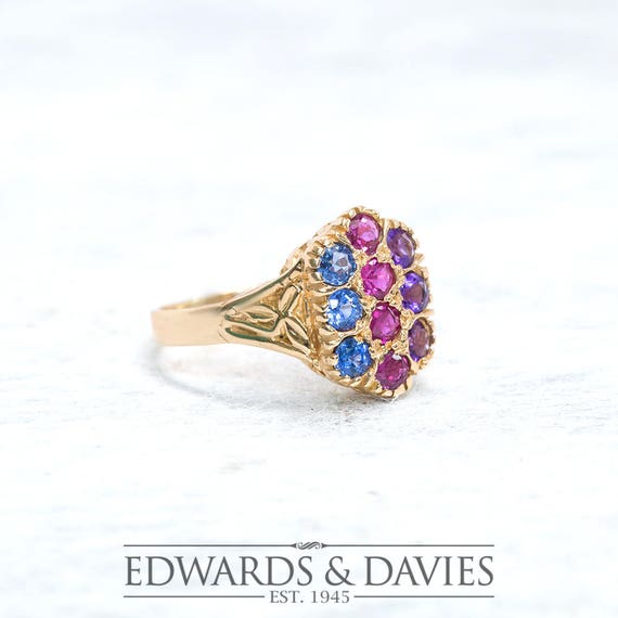 Ruby Sapphire Amethyst Gold Ring | Gemstone Ring … - image 2