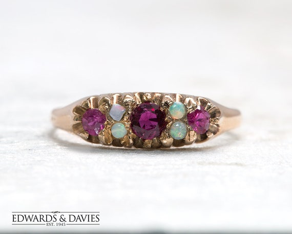 Ruby Opal Gold Ring | Ruby Opal Stone Ring | Antiq
