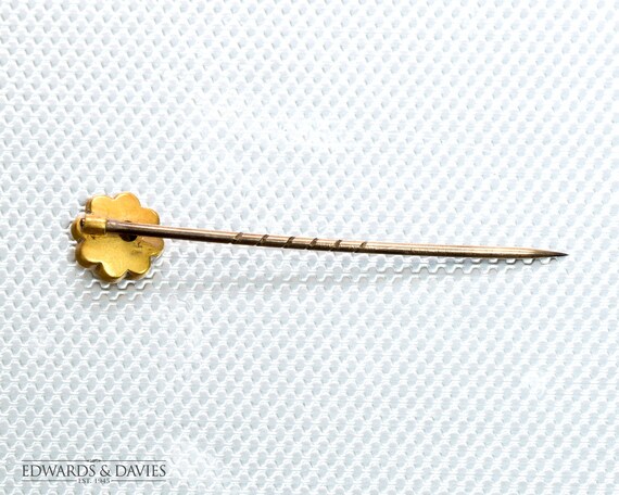 Yellow Gold Diamond Flower Stick Pin | Antique Di… - image 3