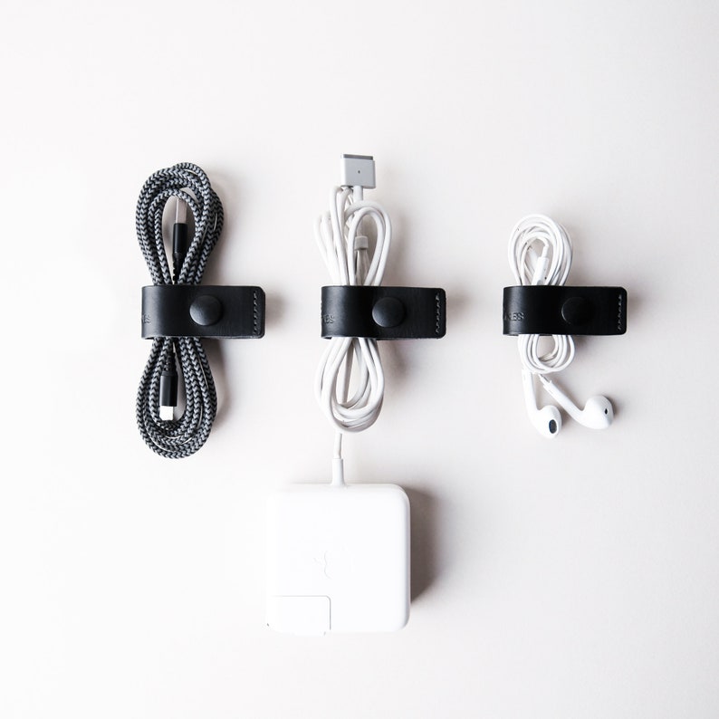 Cable Cord Clips Set of 3 Leather Clips for Cable Cord Etsy