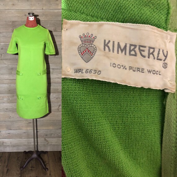 1960s Lime Green Mod Knit Dress
