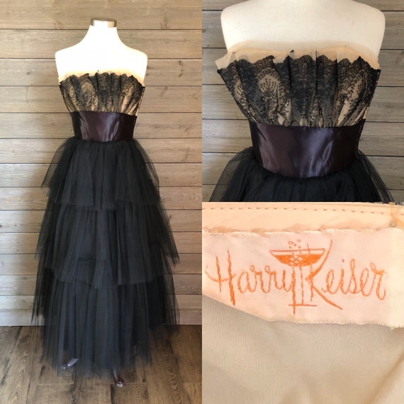 1950s Black Tulle Gown - Harry Keiser