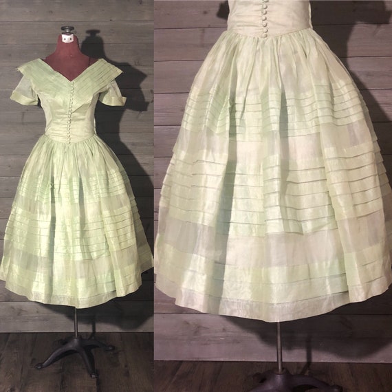 1950s Seafoam Green Party Dress