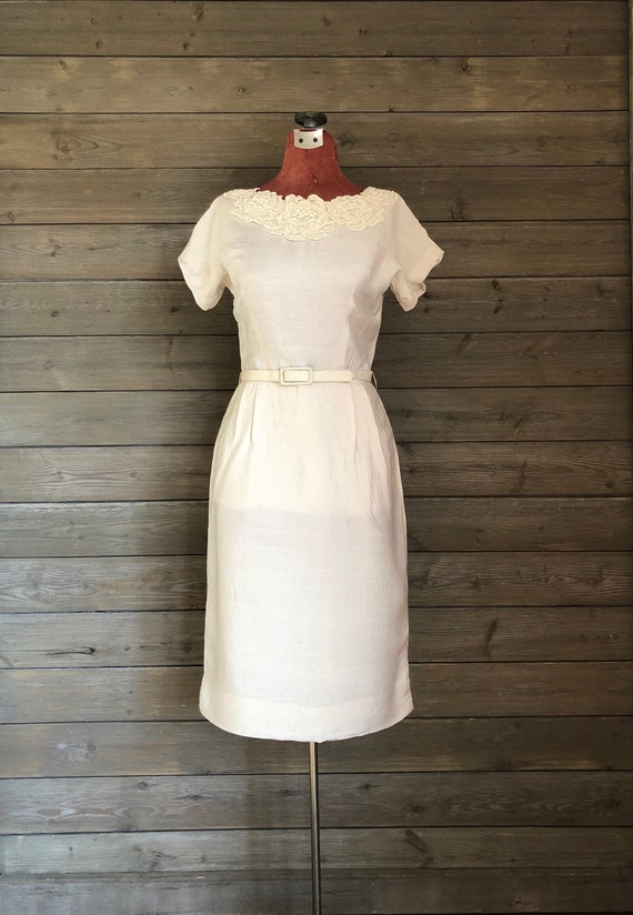 1950s/1960s Beige Wiggle Dress with Matching Jacke