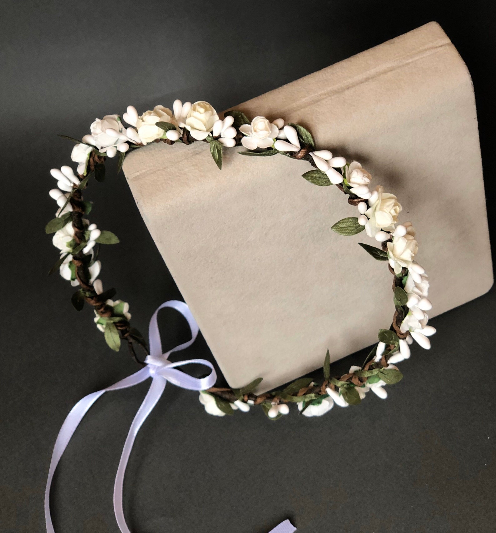 White Rose Flower Crown Wedding Flower Crown Baby Flower Crown Etsy