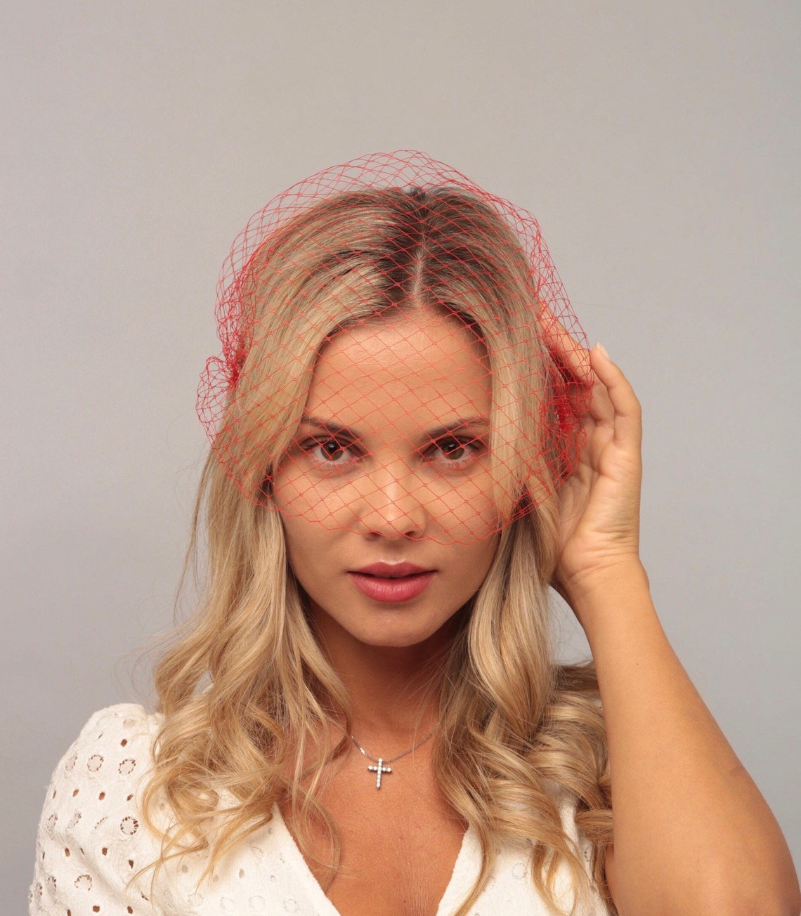 Red birdcage veil wedding veil cage veil red hair piece bird Etsy