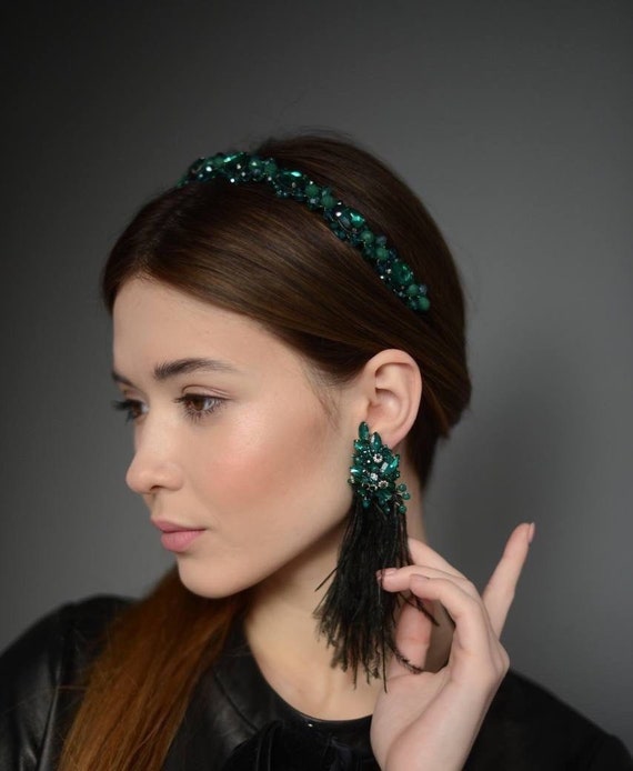 emerald green headpiece