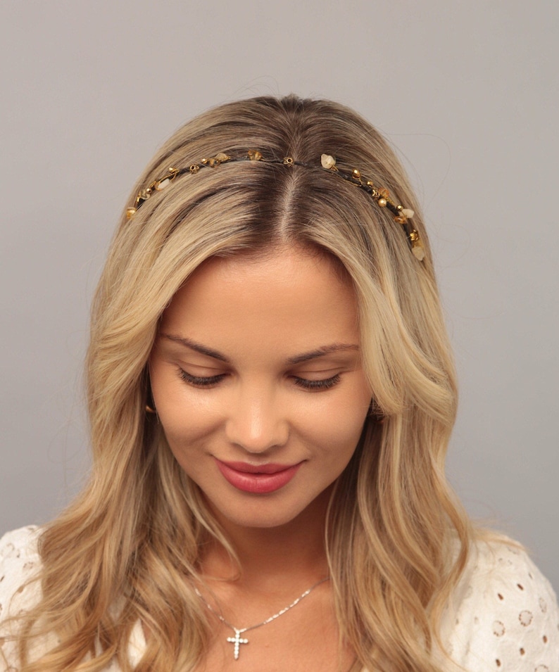 Gold wedding headband crystal headpiece bridal headpiece Etsy