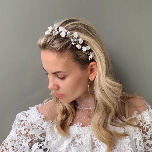 Bridal Flower Halo Wedding Headband Floral Crown Bridal Head - Etsy