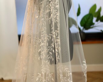 Veil wedding cathedral wedding veil long bridal veil long veil leaves wedding veil royal veil chapel veil for bride bridal veil fingertip