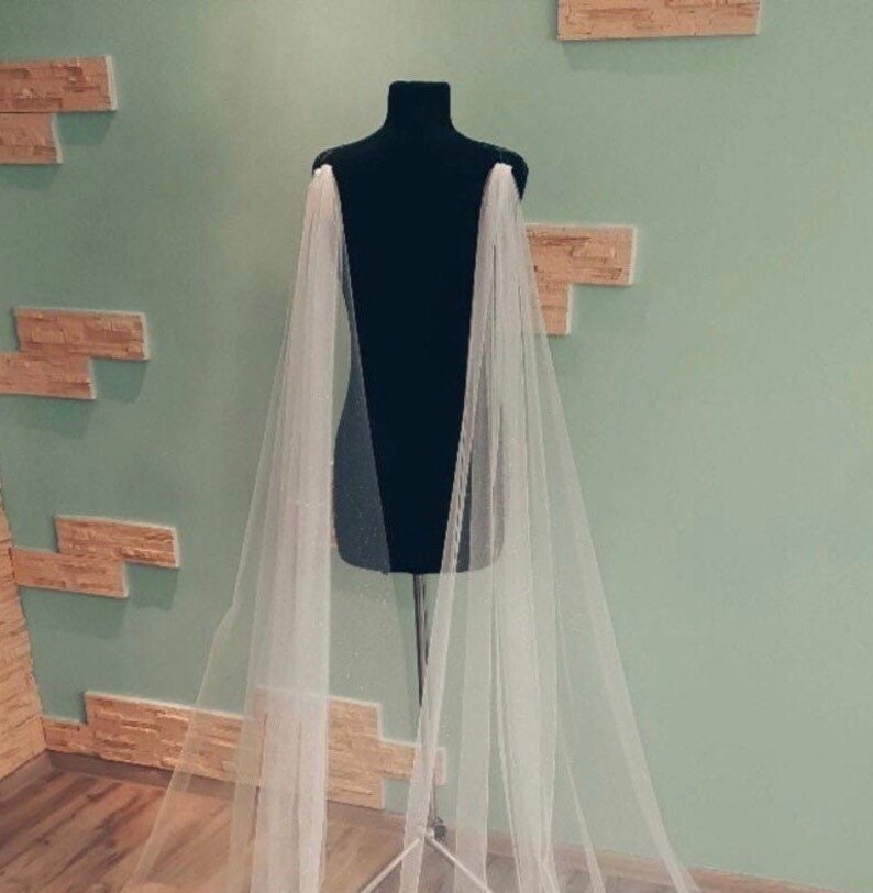 Bridal Cape Veil Bridal Veil Long Veil Cape Sparkle Veil Etsy