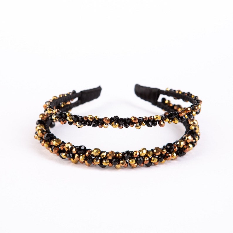 Jeweled headband for women black tiara wedding hair Etsy