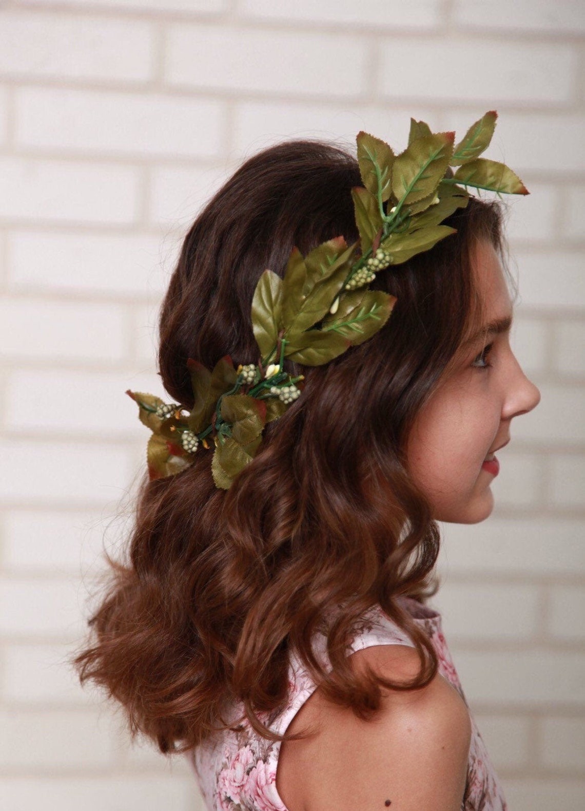 Green flower crown wedding flower crown greenery crown green Etsy