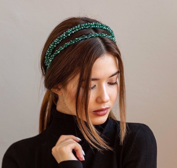 Green Beaded Headband Green Beaded Headband