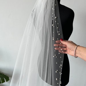 Veil wedding veil pearl veil wedding cathedral veil bridal veil chapel veil pearls fingertip veil pearl edge veil short veils for wedding