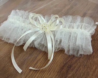 Garter ivory wedding garter glitter boho bridal garter for bride garter wedding classic garter for wedding beaded garter unique