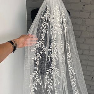 Glitter veil wedding veil glitter wedding veil cathedral wedding veil bridal veil glitter shimmer veil sparkly veil leaf long veils chapel