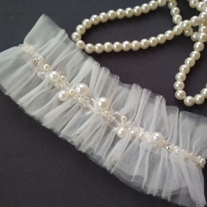 Wedding garter ivory bridal garter lace garter bride boho ivory wedding accessories bride toss garter keepsake garter custom garter pearls