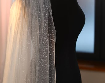 Veil glitter bridal veil wedding veil long veil simple veil 1 tier veil fingertip veil chapel veil cathedral glitter veil wedding comb boho