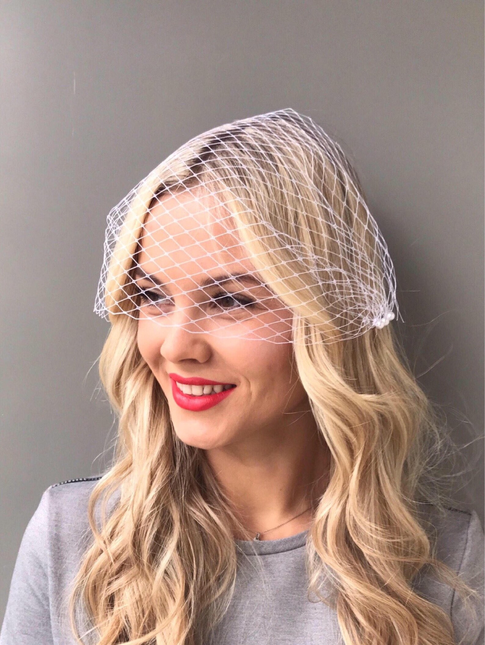White Birdcage Veil Wedding Veil Bridal Veil Bandeau Veil Etsy