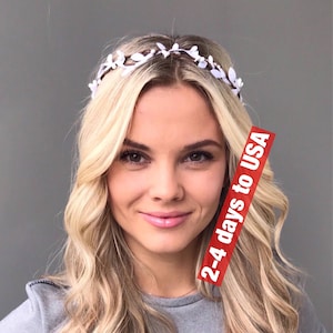 White flower crown wedding flower crown adult flower hair wreath bridal floral crown wedding headband flower girl crown bridal flower crown