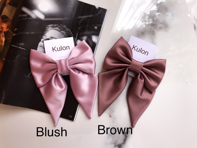 Silk satin brown bow barreette bow hair clip adult bow hair accessories bow hair scrunchie bow for girls hair clip women bow hair band bows