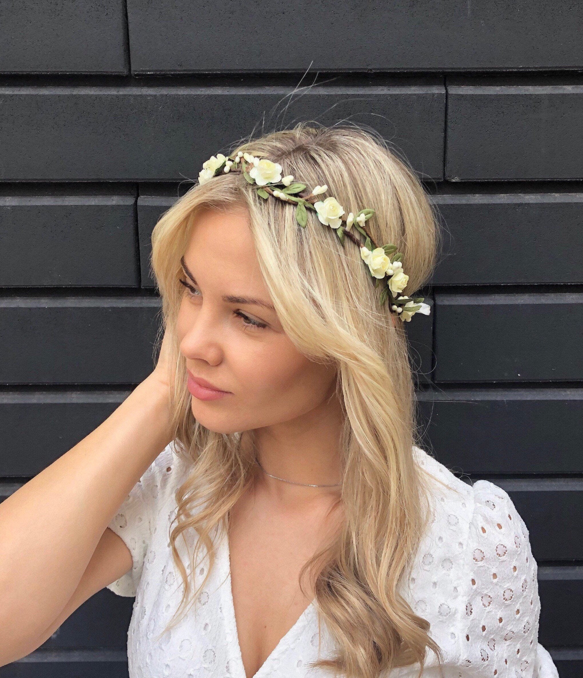 Ivory flower crown wedding flower crown adult bridal floral Etsy