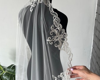 Mantilla veil lace wedding veil cathedral wedding veil leaf lace veil bridal veil chapel length veil floor veil fingertip veil long veil