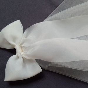 Bow veil bridal veil bow veil wedding veil ivory boho veil 2 tier veil wedding bow for bride veil fingertip veil cathedral veil short