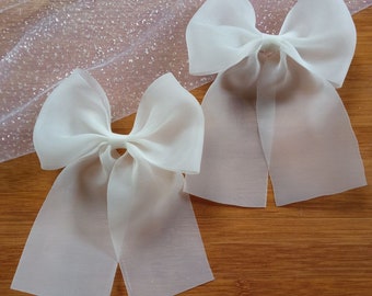 Bridal Shoe Bow Clips, Handmade Wedding Shoe Accessory (Pair)