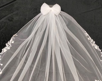 Wedding veil bow bridal veil embroidery veil bridal bow tulle bow veil bridal veil short wedding bow hair comb veil elbow bridal hairpiece