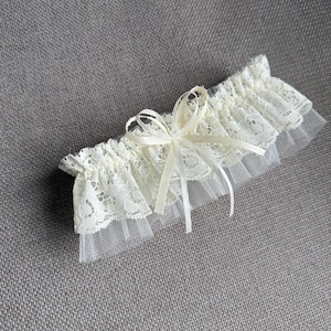 Wedding garter lace bridal garter wedding accessories boho bride garter lace trim memorial garter custom garter ivory gift tulle garters