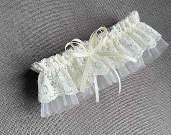 Wedding garter lace bridal garter wedding accessories boho bride garter lace trim memorial garter custom garter ivory gift tulle garters