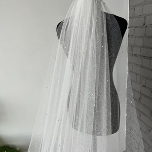 Veil glitter long veil pearl veil wedding glitter veil pearls glitter veil bridal veil cathedral veil shimmer veil sparkly veil wedding