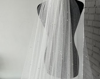 Veil glitter pearl veil wedding glitter veil pearls glitter veil bridal veil cathedral veil 1 layer veil shimmer veil sparkly veil wedding