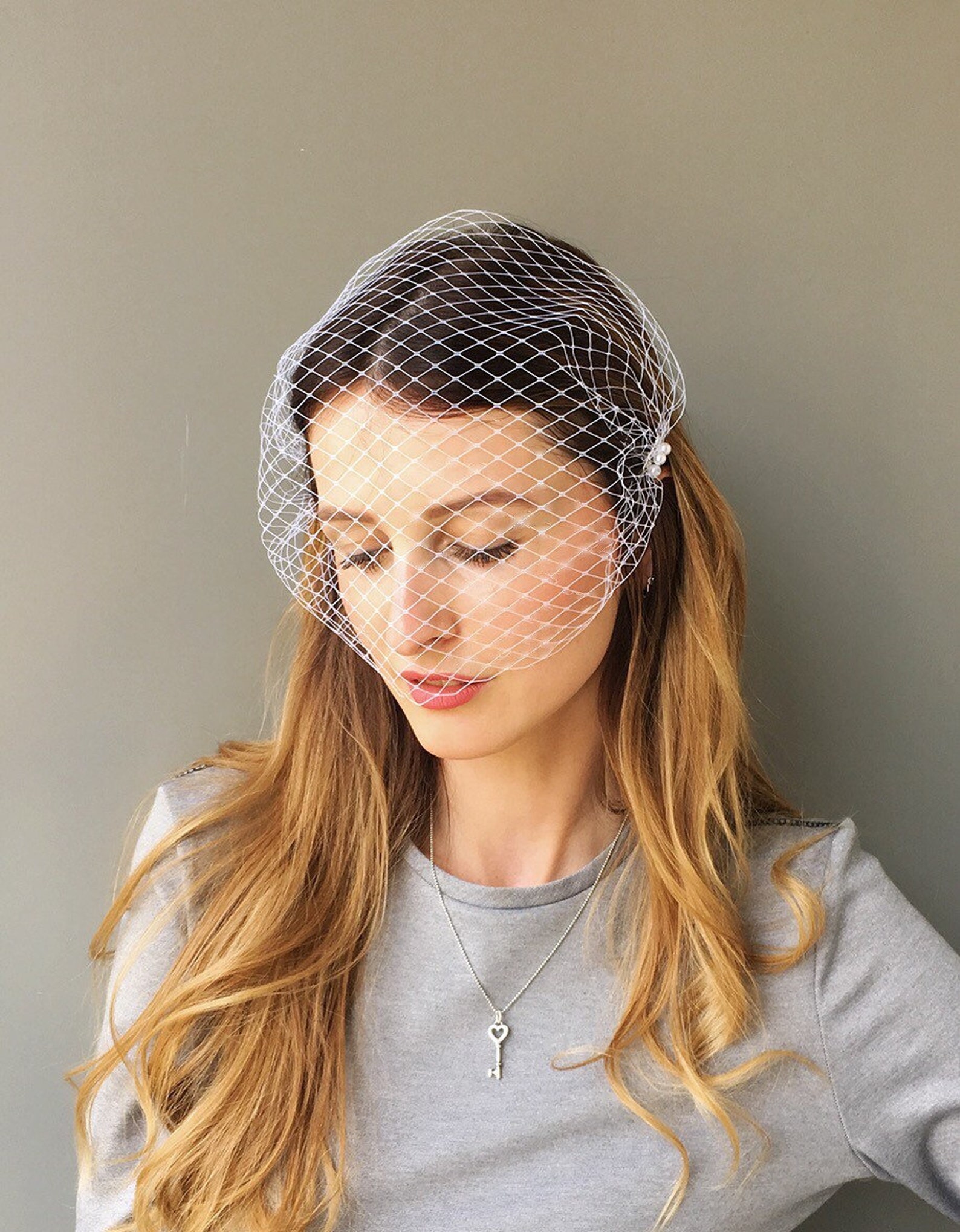 White Birdcage Veil Wedding Veil Bridal Veil Bandeau Veil Etsy