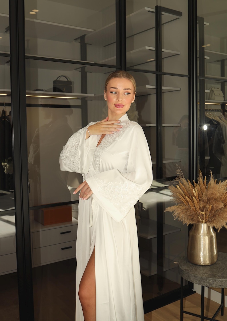 Ivory Lace Bridal Robe With Train, Wide Sleeves - Etsy