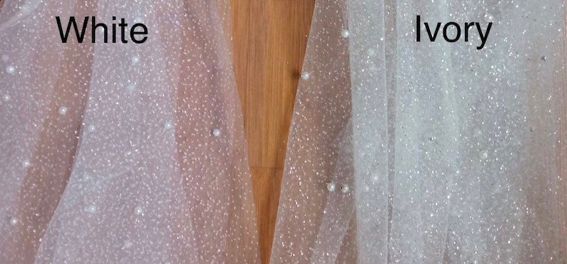 Bridal Hair Bow: Glitter Tulle, Pearl Veil, Wedding Barrette image 6