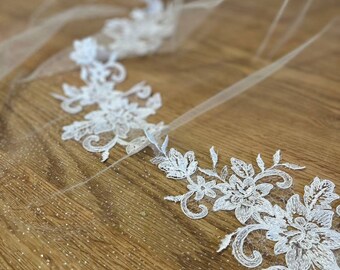 Wedding veil lace veil fingertip veil wedding cathedral bridal veil lace chapel length veil long veil lace wedding veils for bride glitter