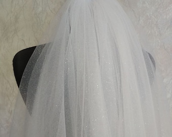 Glitter wedding veil 2tier glitter bridal veil sparkle veil tulle with glitter two tier veil raw cut edge veil cathedral long sparkling veil