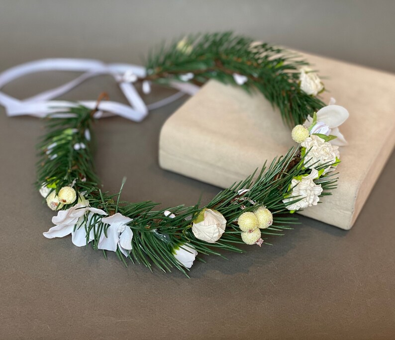 Christmas Flower Crown Adult Winter Flower Crown Wedding Etsy