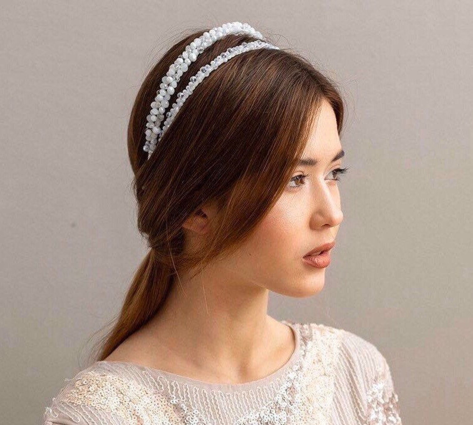 Jeweled Headband for Women Black Tiara Wedding Hair Etsy