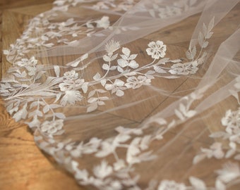 Voile de mariage voile du bout des doigts feuille de mariage voile de mariée feuilles voile cathédrale voile chapelle longueur voile long voile dentelle voiles de mariage pour la mariée