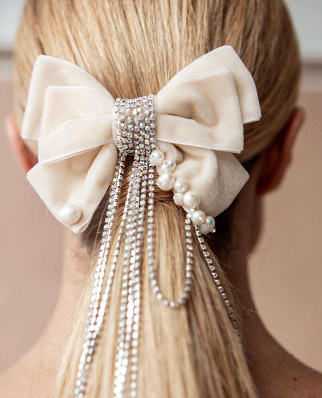 Bridal Hair Bow Wedding Hair Bow Ivory Pearl Bow Bridal Bow