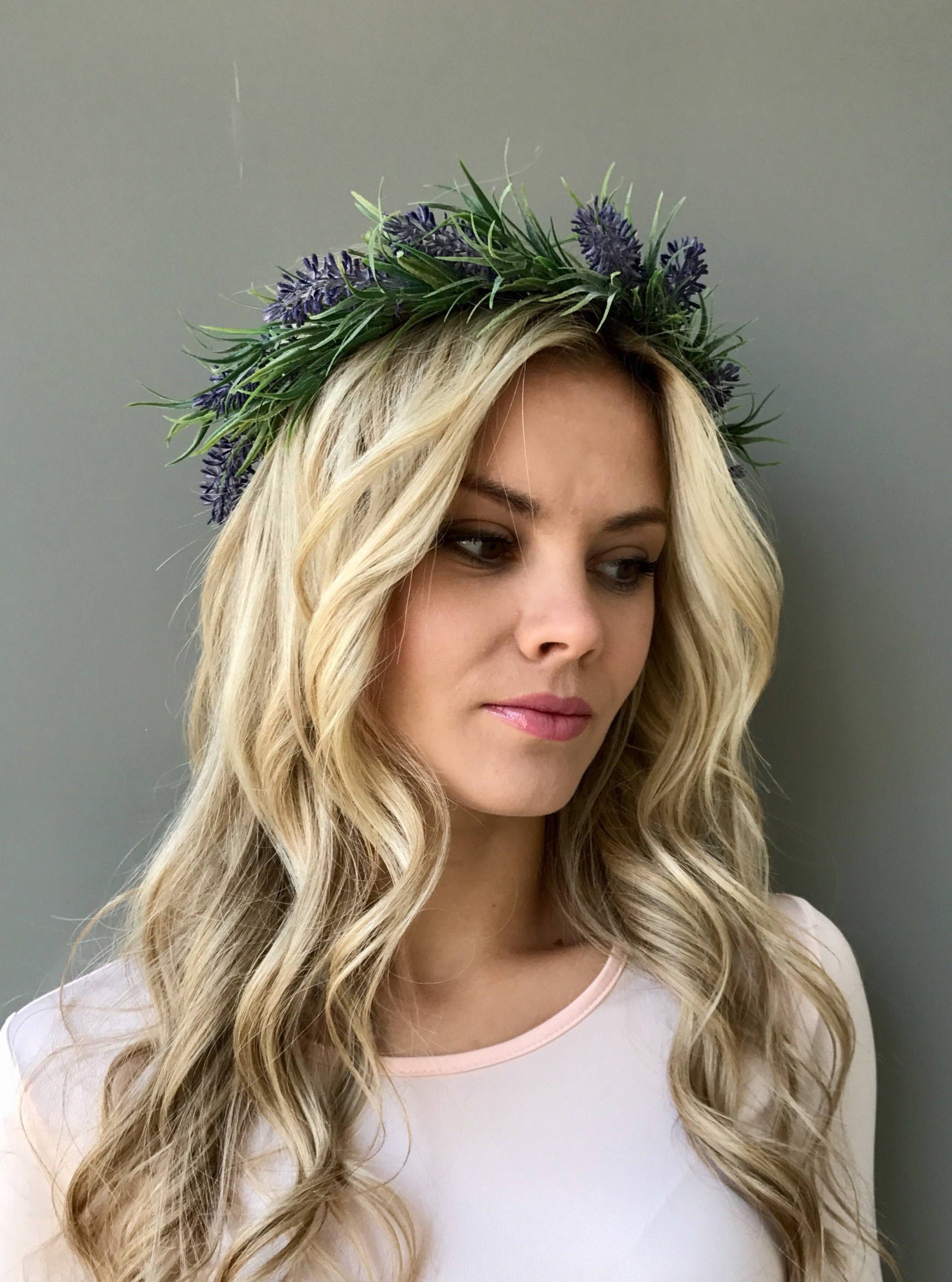 Purple Flower Crown Wedding Lavender Crown Wedding Crown Etsy
