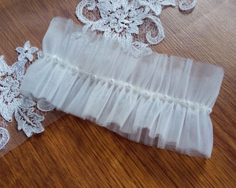 Bridal Garter with Pearls, Handmade Wedding Accessory