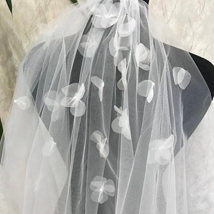 Veil flowers wedding veil cathedral veil flower veil floral veil fingertip veil bridal veil 3d floral embroidered bohemian short veil ivory