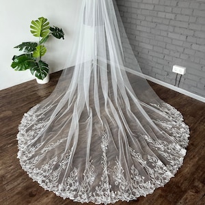 Bridal veil lace veil cathedral wedding veil short veil wedding lace veil elbow veil  fingertip lace bridal veil boho veil chapel length