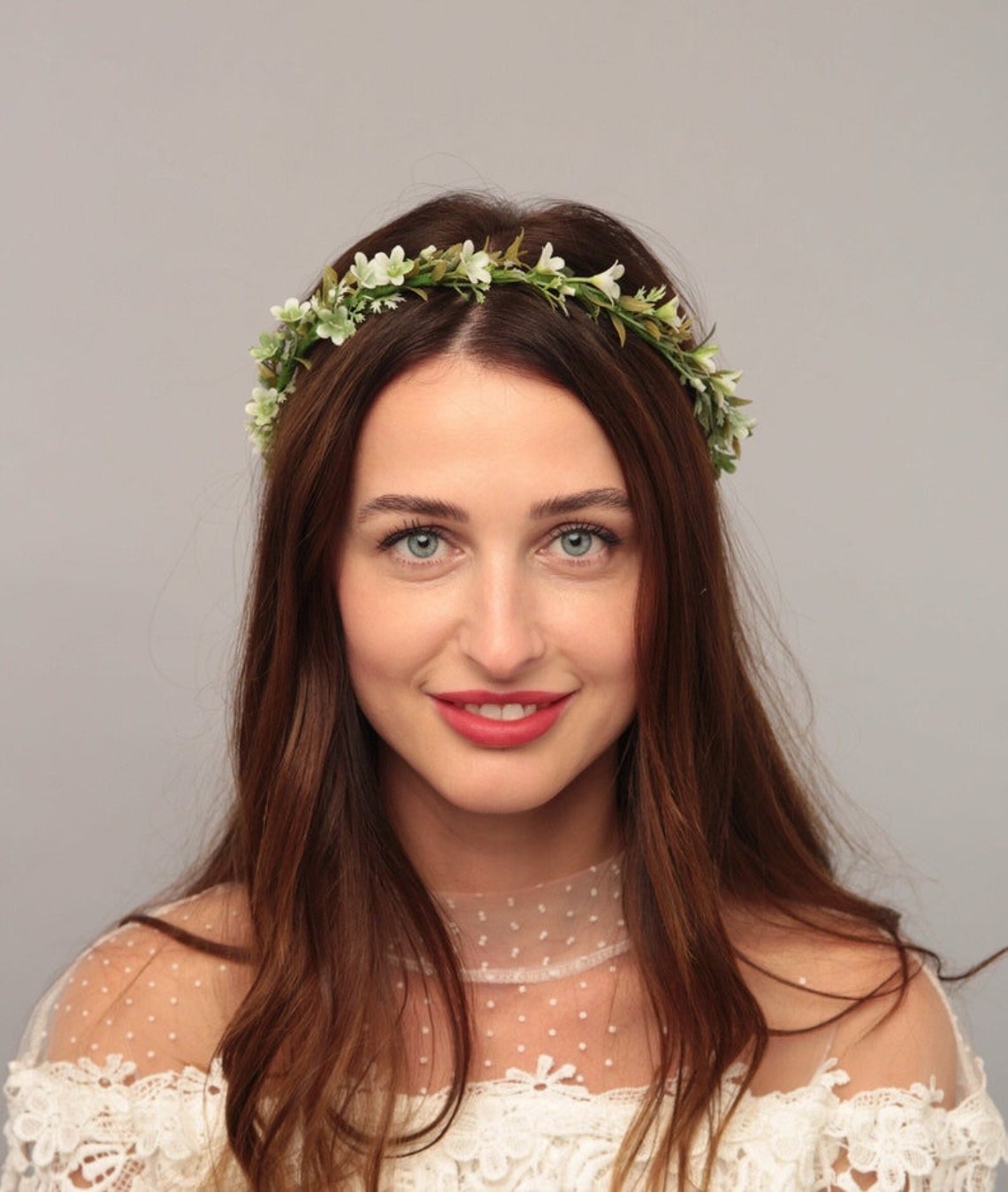 Green Flower Crown Bridal Floral Crown Wedding Head Piece for Etsy