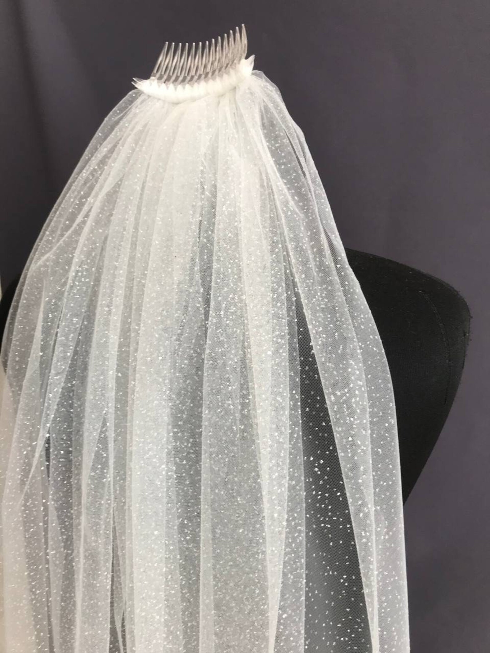 Glitter Wedding Veil Ivory Glitter Bridal Veil Sparkle Veil Etsy UK